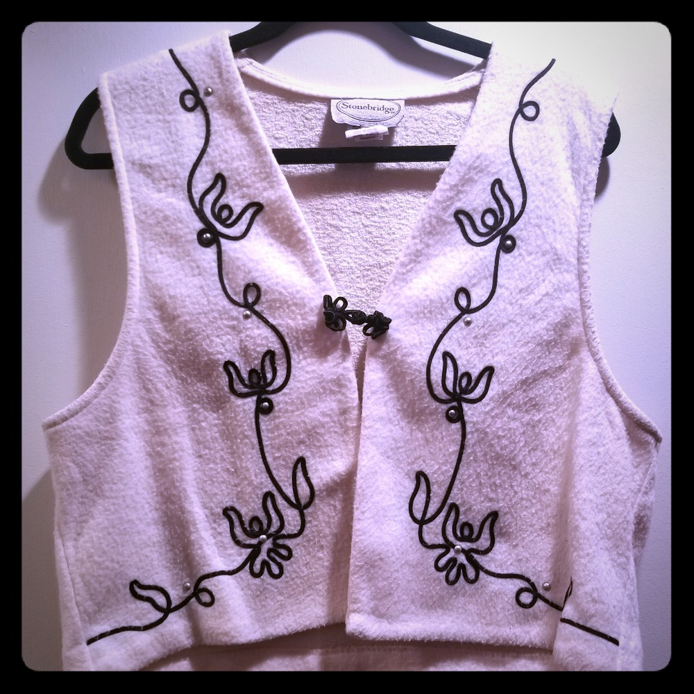 90s Decorative Black and White Vest